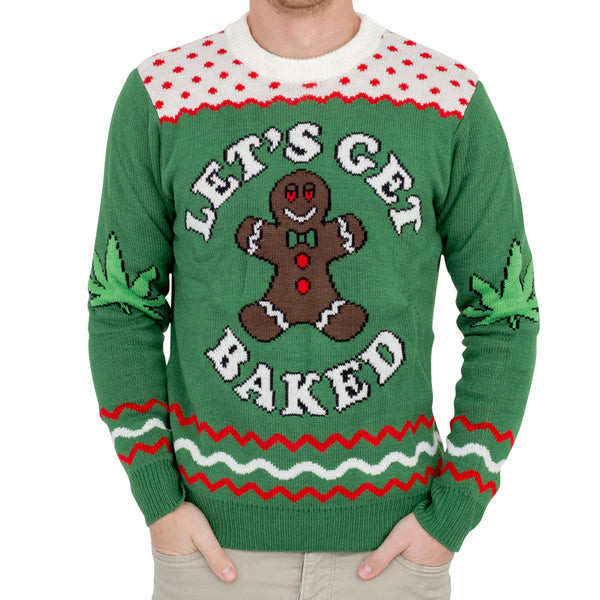 Lets Get Baked Blazed Gingerbread Ugly Christmas Sweater