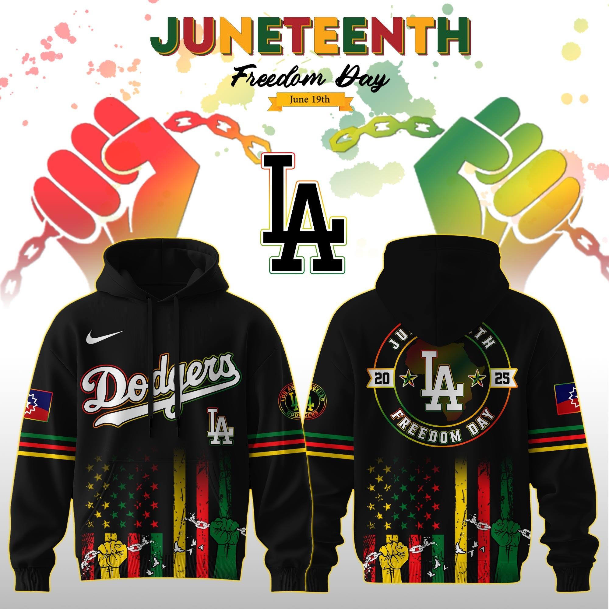 Los Angeles Dodgers MLB X Juneteenth Day 2025 Hoodie Themed Baseball Fan Merch Gifts
