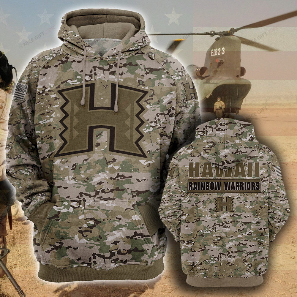 NCAA Hawaii Rainbow Warriors Camouflage 3D Hoodie MTD2T2