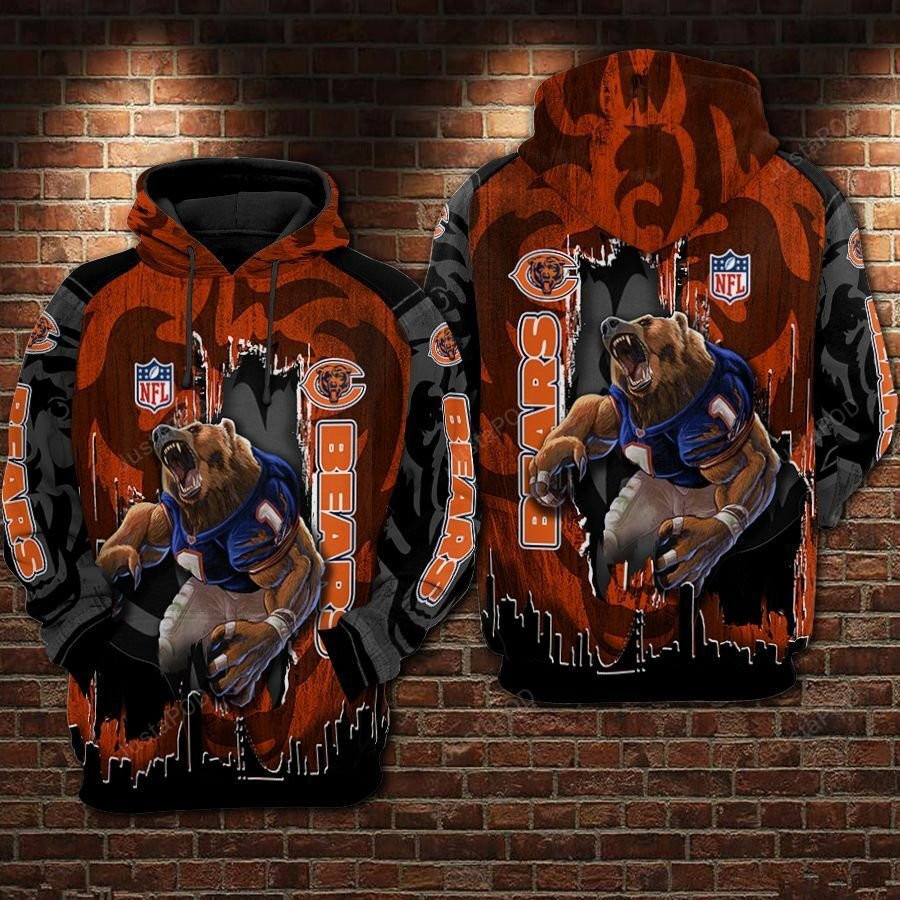 NFL Chicago Bears Nfl Football Camouflage Tiger Hoodie Zip Hoodie