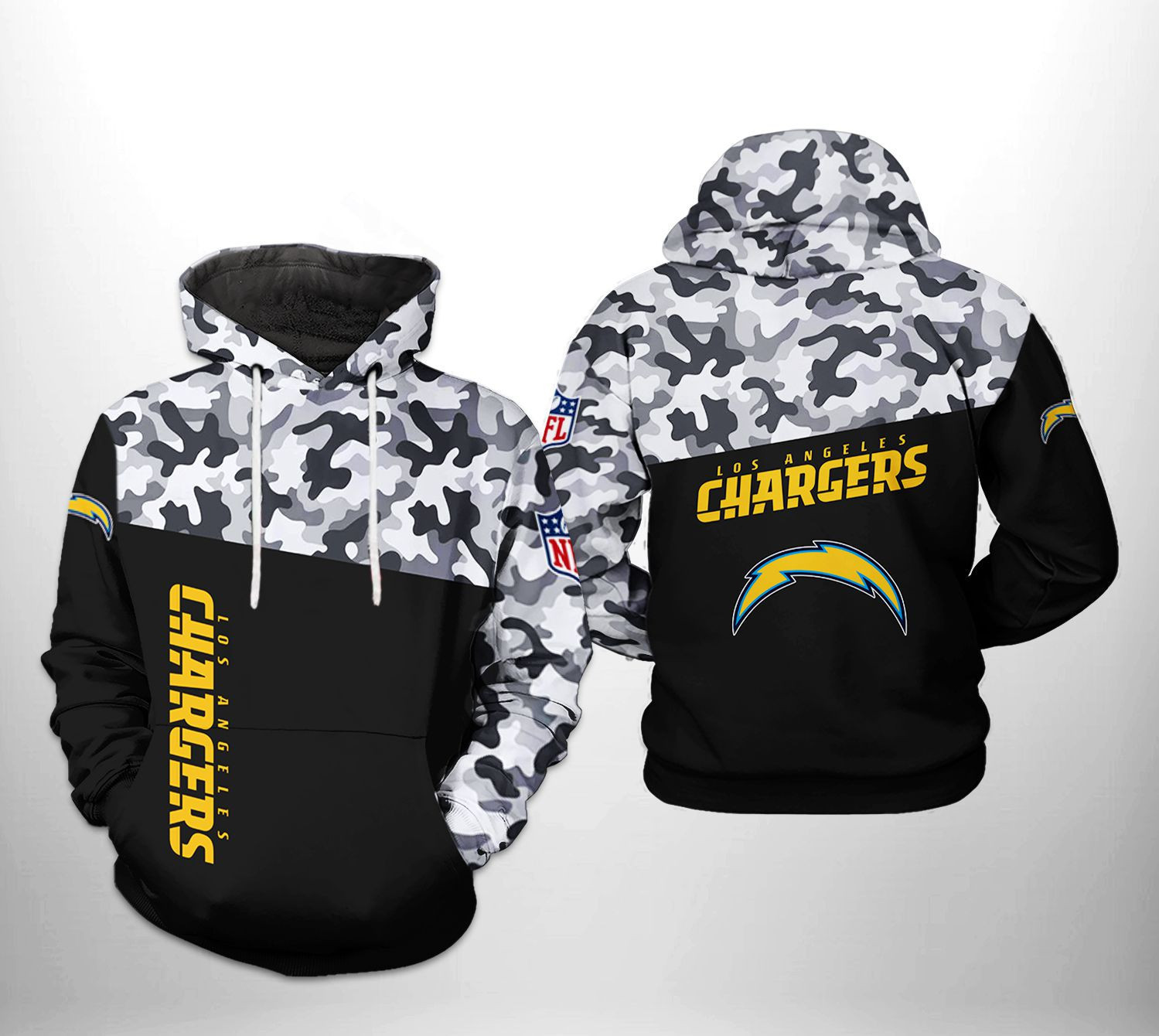 NFL Los Angeles Chargers NFL Camo Veteran Team Hoodie Zip Hoodie