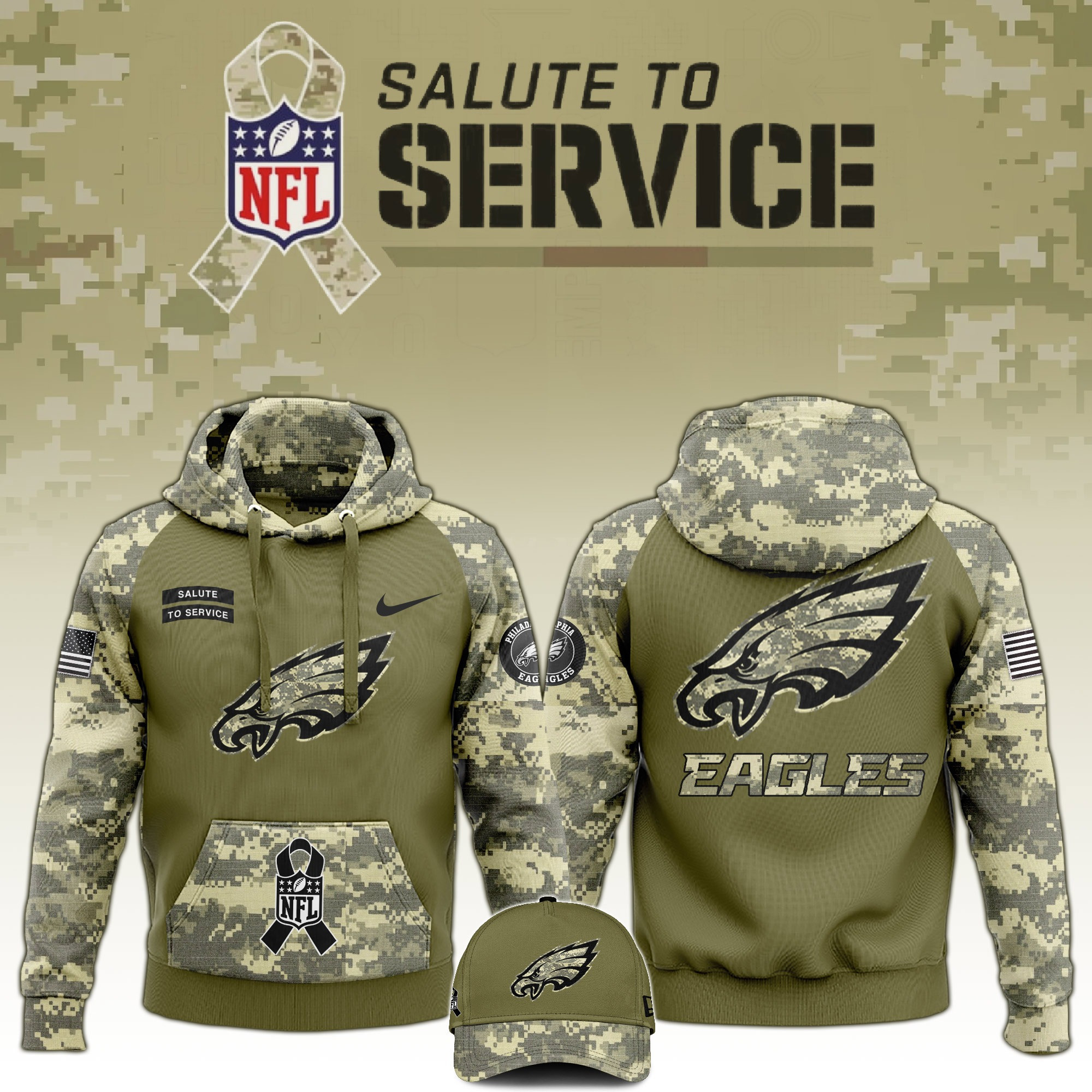 Philadelphia Eagles Salute to Service Club Edition Camo Hoodie Perfect Gift For Him