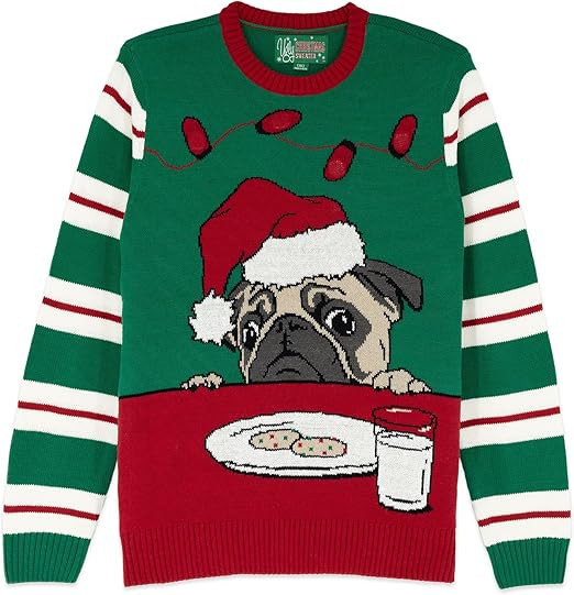 Pug Cookies Light It Up Ugly Christmas Sweater