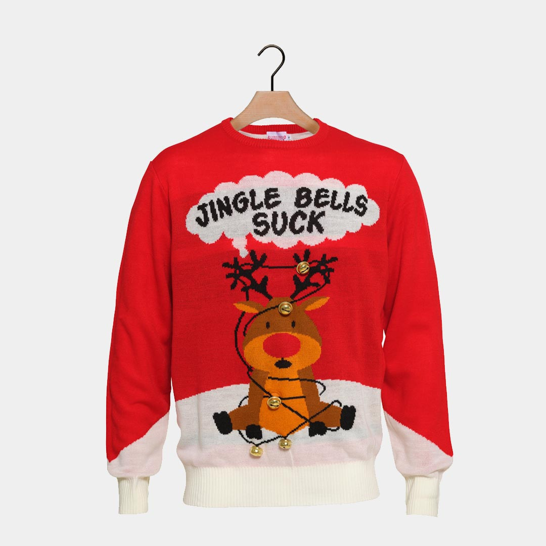 Red Jingle Bells Suck Ugly Christmas Sweater