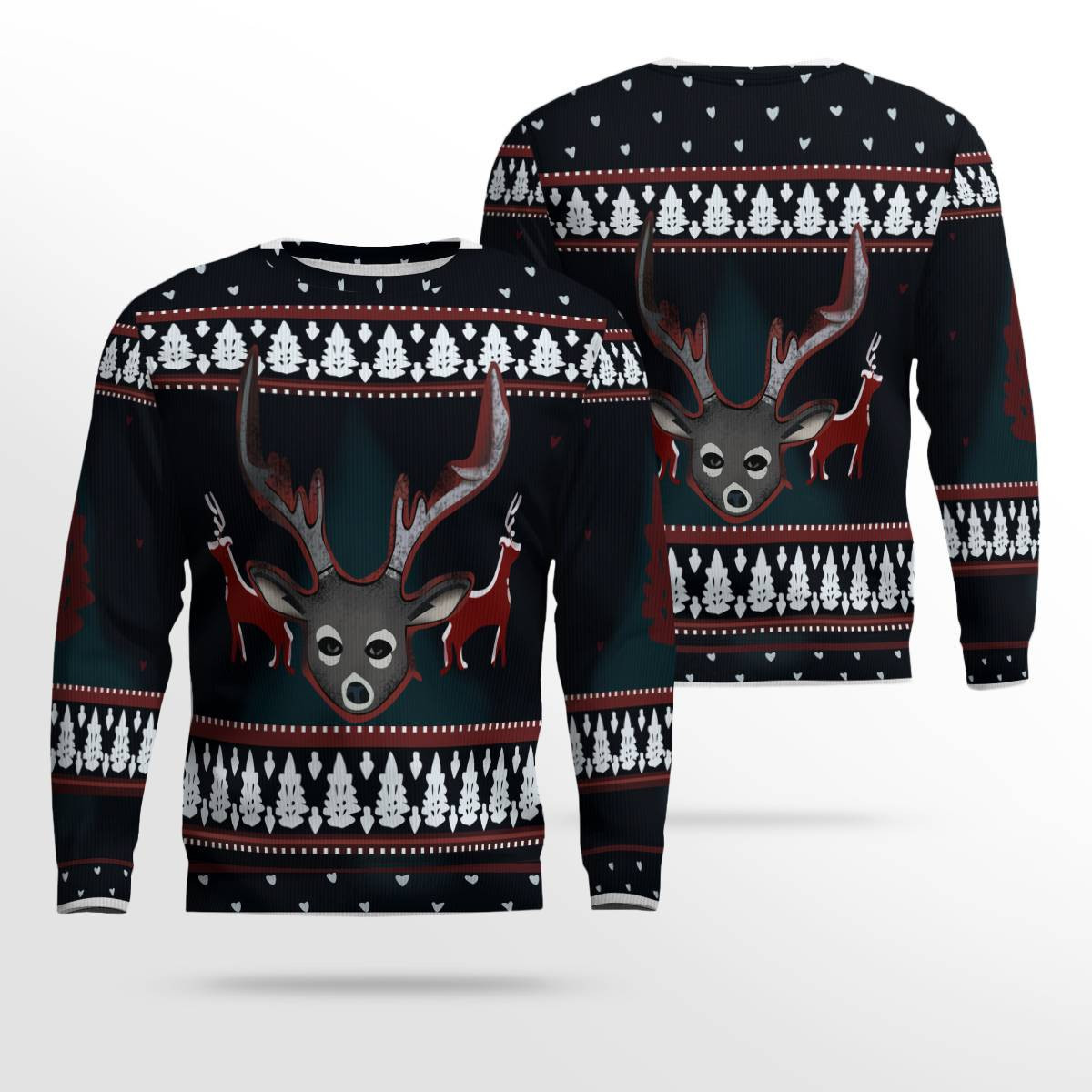 Reindeer Head Ugly Christmas Sweater
