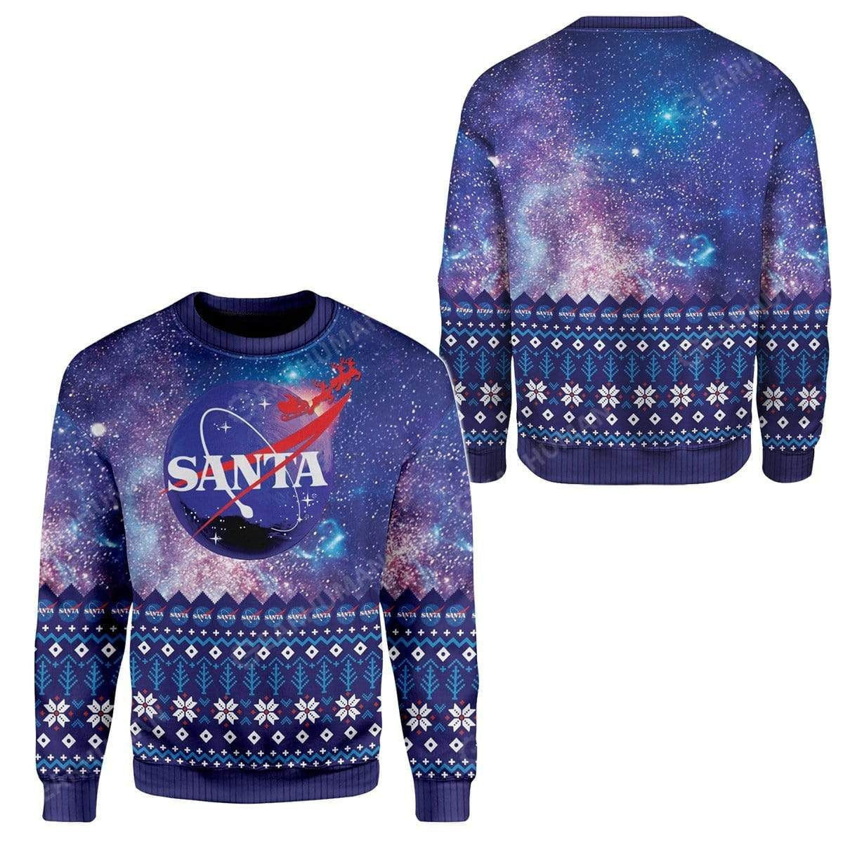 Santa Claus Reindeer Sleigh Ugly Christmas Sweater