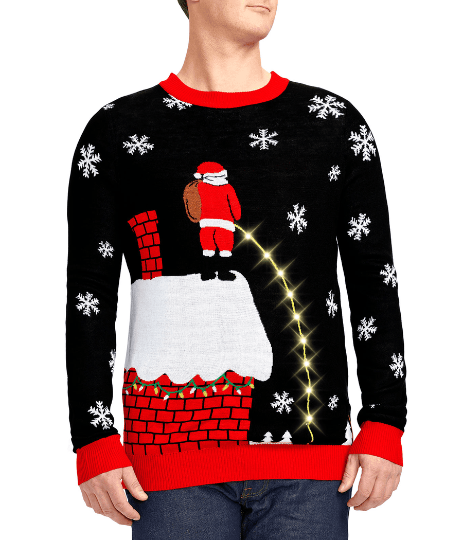 Santa Leaky Roof Ugly Christmas Sweater
