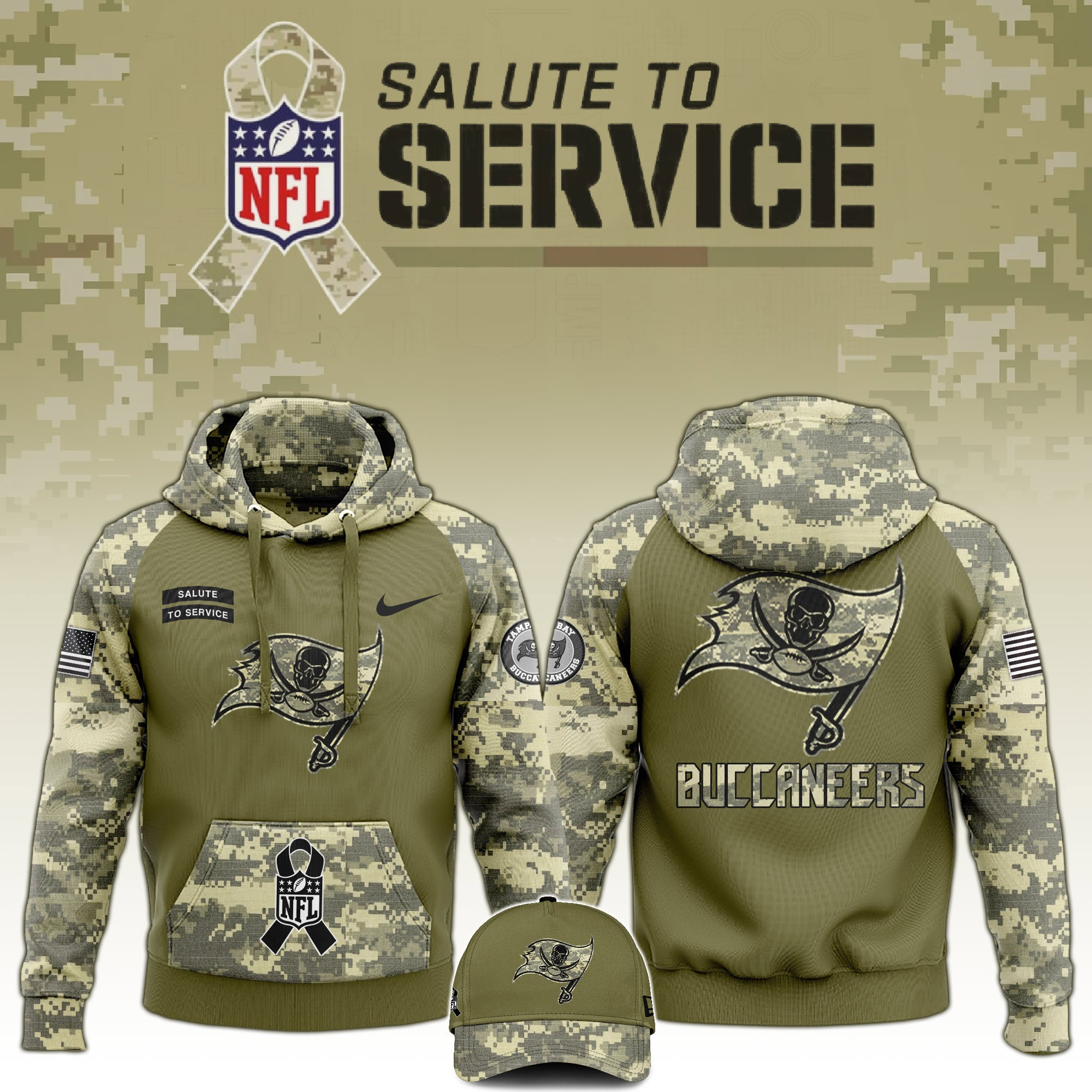 Tampa Bay Buccaneers Salute to Service Club Edition Camo Hoodie Best Fathers Day Gift