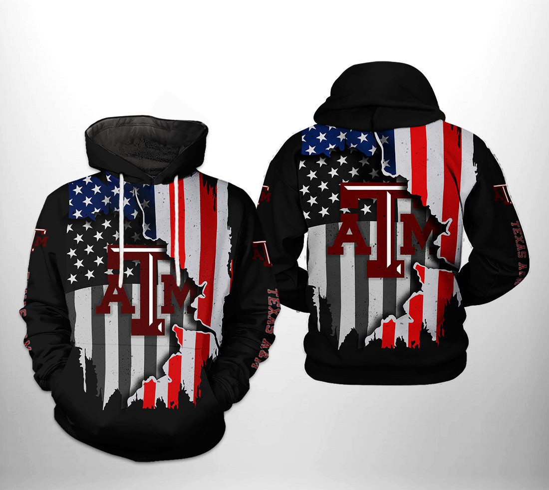 Texas AM Aggies NCAA US Flag Hoodie Zip Hoodie Version 391
