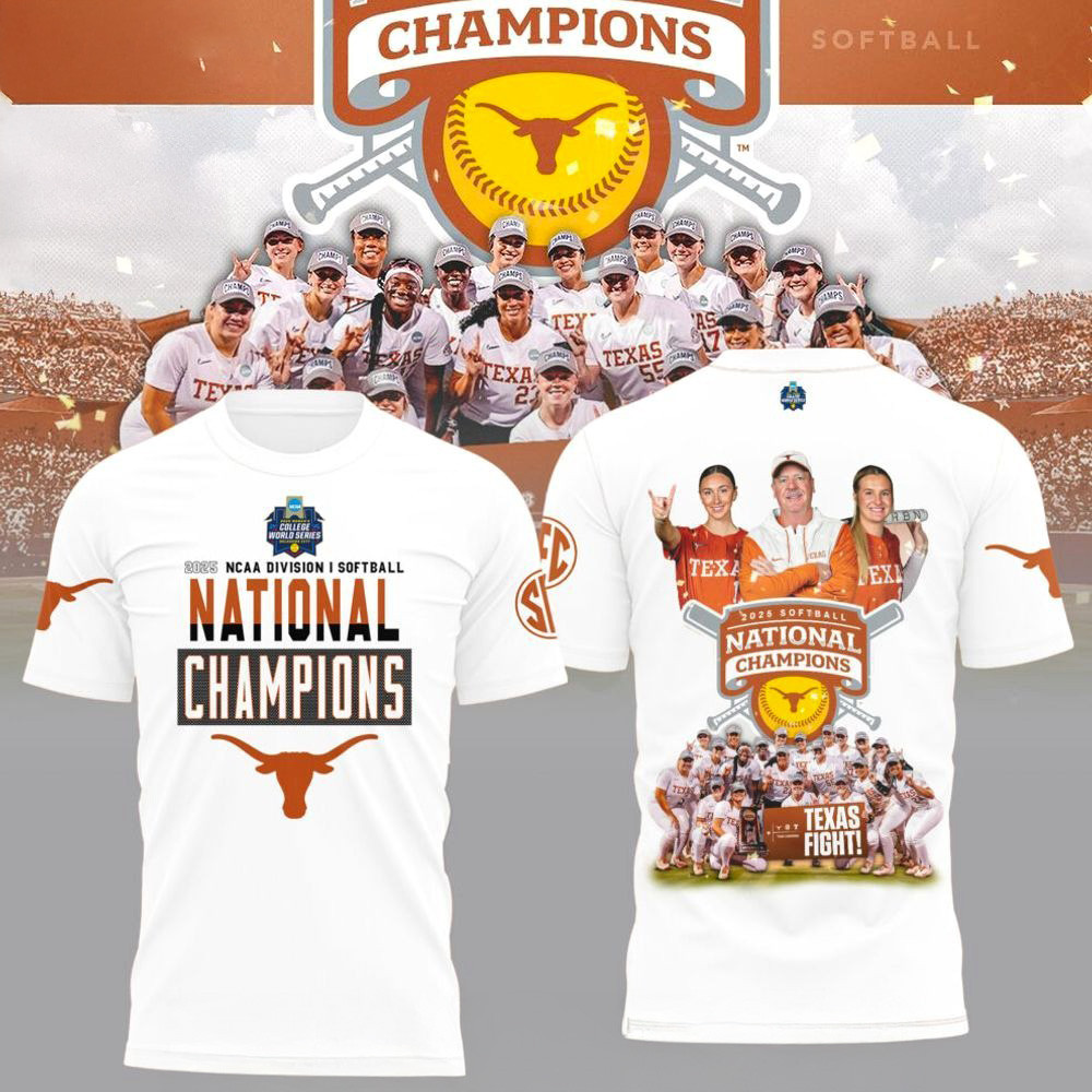 Texas Longhorns 2025 NCAA Division Softball National Champions White T-Shirt NCAA Merch
