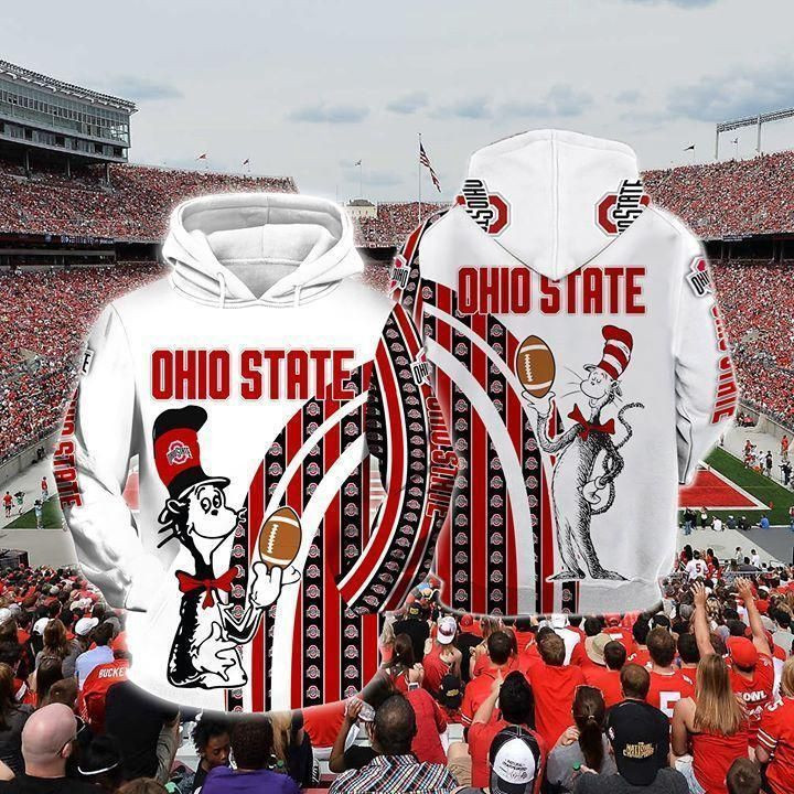 The Cat In The Hat Ohio State Buckeyes Ncaa Skull Hoodie Zip Hoodie Version 617