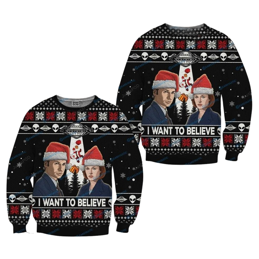The X Files I Want To Believe Ugly Christmas Sweater