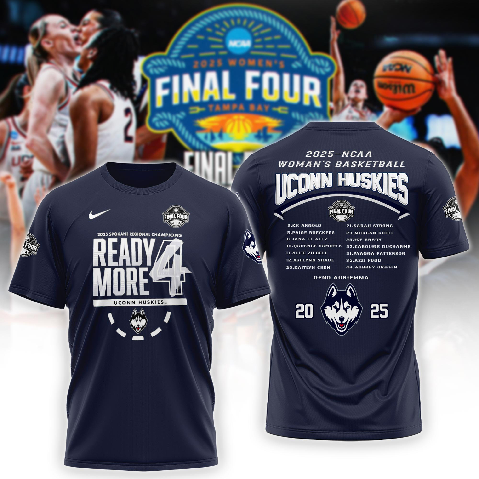 UConn Huskies 2025 NCAA Womens Basketball Tournament March Madness Final Four Shirt Fan Gift