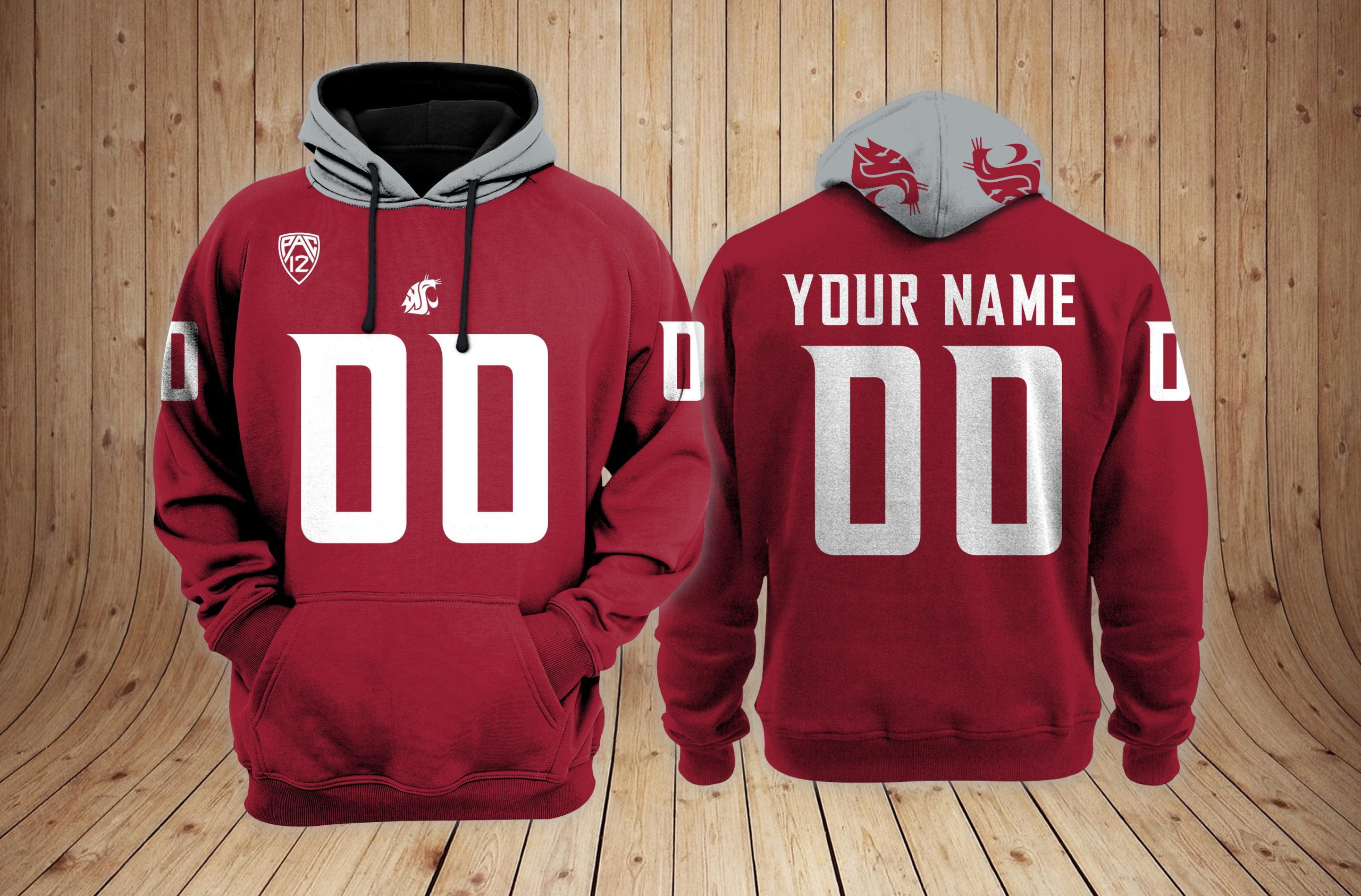 Washington State Cougars football NCAA Custom 3D Hoodie PT19174