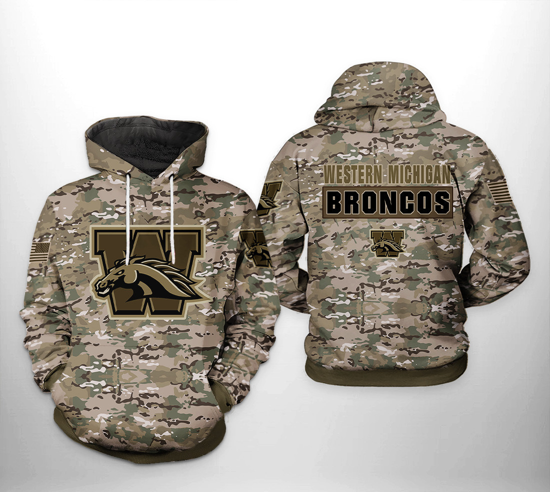 Western Michigan Broncos NCAA Camo Veteran Hoodie Zip Hoodie